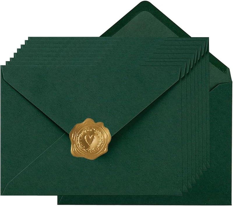Toperd 100 Pieces A7 Self-Seal Envelopes Colorful 5x7 Envelopes for Greeting Cards, Birthday, Weddings, Baby Shower Invitation Cards (5.24 x 7.24 Inches, Dark Green) - Image 1